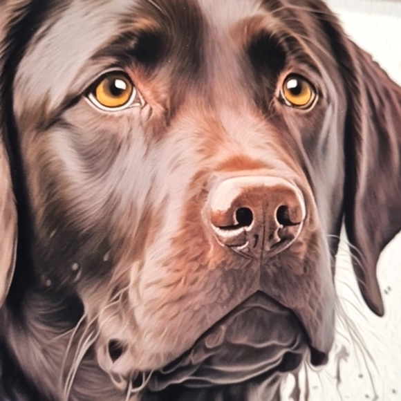 Chocolate Labrador Retriever Dog Portrait Watercolor Oil Painting Framed Print - Picture 3 of 8